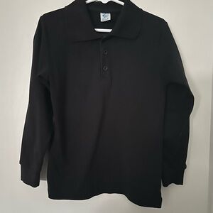 Long Sleeve Kids Polo Shirt - Black